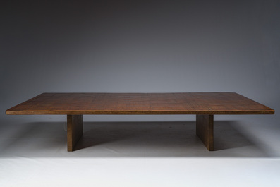 A Chinese bamboo and hardwooden opium table, 20th C.