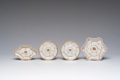An extensive Chinese partly gilt 'butterfly' tea set, Qianlong