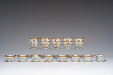 An extensive Chinese partly gilt 'butterfly' tea set, Qianlong