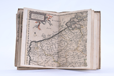 Album de cartes composites &agrave; l'usage des voyageurs, reliure en cuir de veau, e.a. de Wit, Visscher, Frickx, 18&egrave;me si&egrave;cle