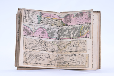 Album de cartes composites &agrave; l'usage des voyageurs, reliure en cuir de veau, e.a. de Wit, Visscher, Frickx, 18&egrave;me si&egrave;cle