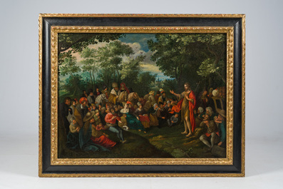&Eacute;cole flamande, environnement de Frans II Francken (1581-1642): La pr&eacute;dication de Jean-Baptiste, huile sur toile, premier quart du 17&egrave;me si&egrave;cle