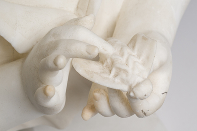 Eugenio Battiglio (19de/20ste eeuw): Meisje met een vlinder in de hand, albast, Firenze