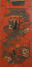 Paravent &agrave; 4 panneaux en laque polychrome, Chine, 19&egrave;me/20&egrave;me si&egrave;cle
