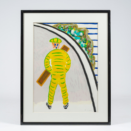 Roger Raveel (1921-2013): 'Een kromming in de tijd', s&eacute;rigraphie en couleurs, &eacute;d. 71/200, dat&eacute; 1990