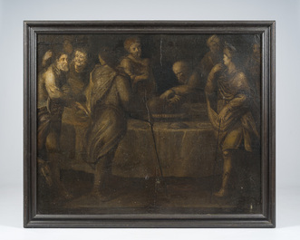 &Eacute;cole des Pays-Bas: Sc&egrave;ne de banquet n&eacute;oclassique, huile sur toile, 18&egrave;me si&egrave;cle