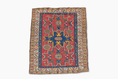 A Caucasian Shirvan rug with geometric design, wool on cotton, first half 20th C.