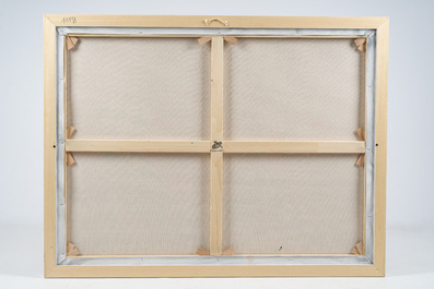 Ian Gage (1946): L'amour en bleu, rouge et blanc, huile sur toile