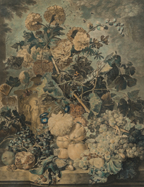 Richard Earlom (1743-1822) d'apr&egrave;s Jan van Huysum (1682-1749): Paire de natures mortes aux fleurs, mani&egrave;re noire en couleurs, dat&eacute; 1778
