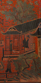 Paravent &agrave; 4 panneaux en laque polychrome, Chine, 19&egrave;me/20&egrave;me si&egrave;cle