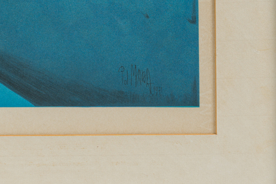 Pol Mara (1920-1998): Balanceren op het evenwicht, kleurenlithografie, ed. 241/325, gedateerd (1971)