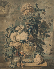 Richard Earlom (1743-1822) d'apr&egrave;s Jan van Huysum (1682-1749): Paire de natures mortes aux fleurs, mani&egrave;re noire en couleurs, dat&eacute; 1778