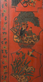 Paravent &agrave; 4 panneaux en laque polychrome, Chine, 19&egrave;me/20&egrave;me si&egrave;cle