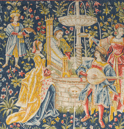 Tapisserie d'Aubusson &agrave; d&eacute;cor de 'Concert &agrave; la fontaine', Robert Four, Paris, France, 20&egrave;me si&egrave;cle