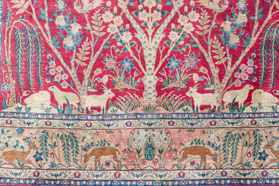 A Persian Tabriz 'tree of life' rug, wool on cotton, mid 20th C.