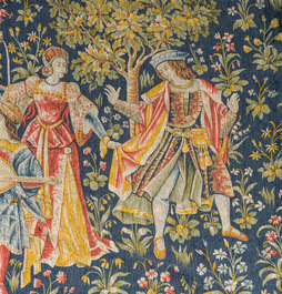 Tapisserie d'Aubusson &agrave; d&eacute;cor de 'Concert &agrave; la fontaine', Robert Four, Paris, France, 20&egrave;me si&egrave;cle