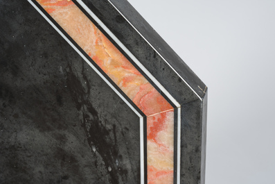 A large octagonal Italian pietra dura table top with geometric design, 20th C.