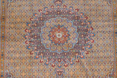 A Persian Moud rug with floral design, wool on cotton, 20th C.