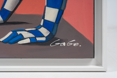 Ian Gage (1946): L'amour en bleu, rouge et blanc, huile sur toile