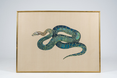 Japanse school: Een slang, inkt en kleur op zijde, Meiji, 19de/20ste eeuw
