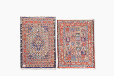 Two Persian Bakhtiar rugs with floral design, wool on cotton, 20th C.