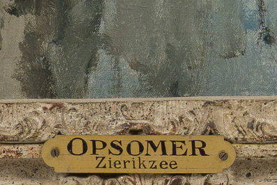 Isidore Opsomer (1878-1967): Vue d'un canal avec une rang&eacute;e de maisons, huile sur toile