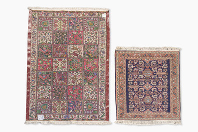 Twee Perzische Bakhtiar en Ardebil tapijten met floraal decor, wol op katoen, 20ste eeuw