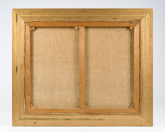 Emiel De Cooman (1922) : Paysage avec fermes, huile sur toile, dat&eacute; 1965