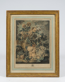Richard Earlom (1743-1822) d'apr&egrave;s Jan van Huysum (1682-1749): Paire de natures mortes aux fleurs, mani&egrave;re noire en couleurs, dat&eacute; 1778