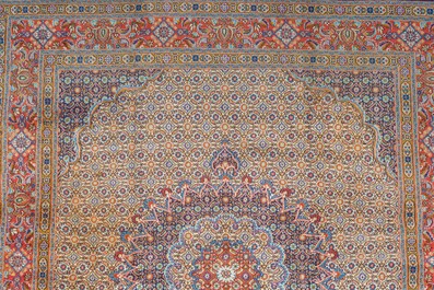 A Persian Moud rug with floral design, wool on cotton, 20th C.