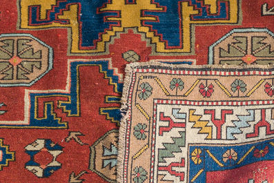 A Caucasian Shirvan rug with geometric design, wool on cotton, first half 20th C.