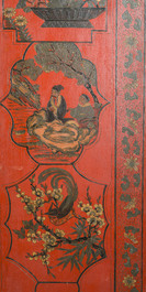 Paravent &agrave; 4 panneaux en laque polychrome, Chine, 19&egrave;me/20&egrave;me si&egrave;cle