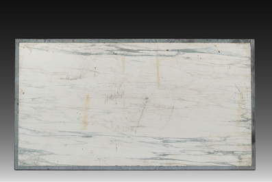 Plateau de table rectangulaire en pietra dura &agrave; d&eacute;cor d'&eacute;toil&eacute;, Italie, 20&egrave;me si&egrave;cle