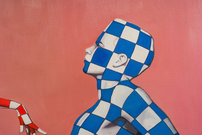 Ian Gage (1946): Love in blue, red and white, oil on canvas