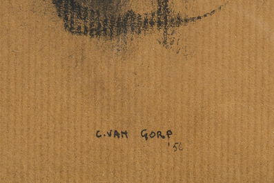 Corneel Lodewijk Pieter Van Gorp (1932-2008): Portrait d'un fr&egrave;re et d'une soeur, techniques mixtes sur papier, dat&eacute; (19)56