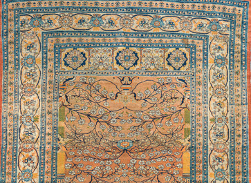 A Persian Keshan (Kashan) rug with floral design, wool on cotton, first half 20th C.