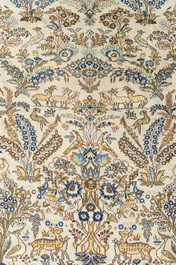 A Persian Qom (Qum/Ghom) rug with floral design, silk on cotton, 20th C.