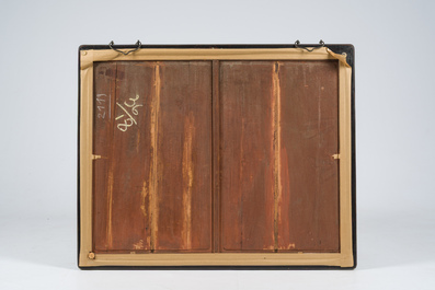 Ecole chinoise: Paysage lacustre anim&eacute; aux figures, &eacute;glomis&eacute;, 19&egrave;me/20&egrave;me si&egrave;cle