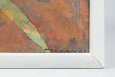 Ibrahim Miranda Ramos (1969): Silhouette of a man, watercolour on paper, dated (19)91