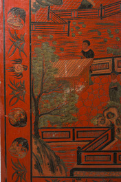 Paravent &agrave; 4 panneaux en laque polychrome, Chine, 19&egrave;me/20&egrave;me si&egrave;cle