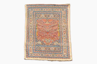 A Persian Keshan (Kashan) rug with floral design, wool on cotton, first half 20th C.