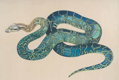Japanse school: Een slang, inkt en kleur op zijde, Meiji, 19de/20ste eeuw