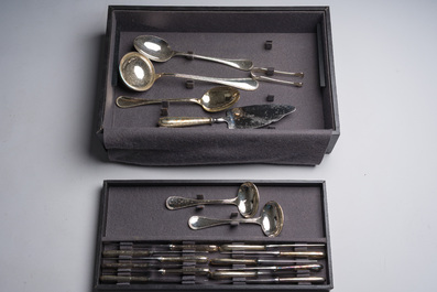 M&eacute;nag&egrave;re de 93 pi&egrave;ces dans la cassette d'origine, mod&egrave;le Perles, Christofle, France, 20&egrave;me si&egrave;cle