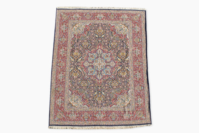 A presumably Indian Qom (Qum/Ghom) rug with floral design, wool on cotton, 20th C.