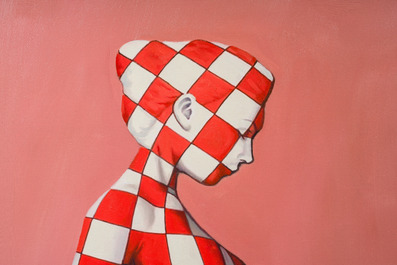 Ian Gage (1946): Love in blue, red and white, oil on canvas