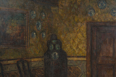 F&eacute;lix Gogo (1872-1953): 'Hollandsch interieur', olie op doek