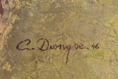 Carmen Dionyse (1921-2013): Nu allong&eacute;, huile sur toile, dat&eacute; (19)46