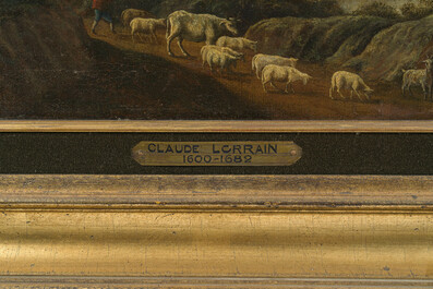 &Eacute;cole allemande: Un berger et son troupeau dans un paysage, huile sur toile, 18&egrave;me si&egrave;cle