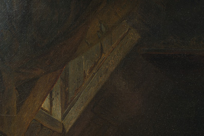 Leopold Fissette (1814-1889): 'Le pain vol&eacute;', huile sur toile, Li&egrave;ge, dat&eacute; 1869