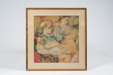 Rapha&euml;l De Buck (1902-1986): Deux &eacute;l&eacute;gantes, aquarelle et gouache sur papier